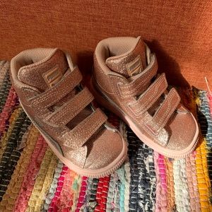 Toddler girl Rose gold glitter sneakers
